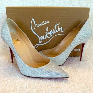 Christian Louboutin Decollette 554 100 Glitter Luminor - Edelweiss - size 37/7